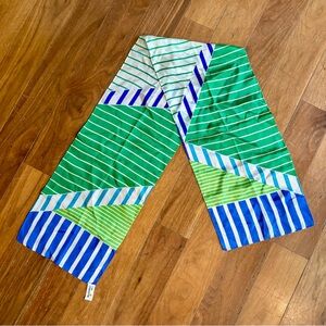Liz Claiborne vintage- 100% silk Blue and green Striped Scarf 10x52